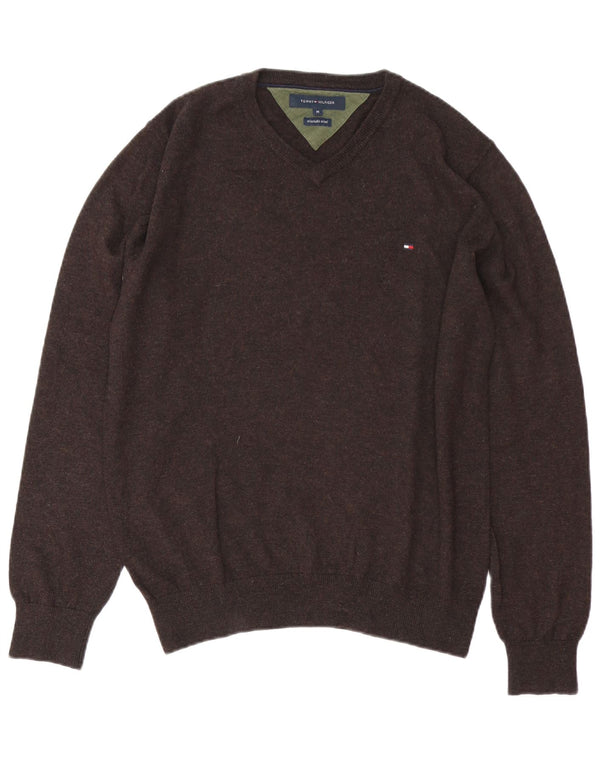 Tommy Hilfiger Herre V-hals sweater Medium Brun Uld
