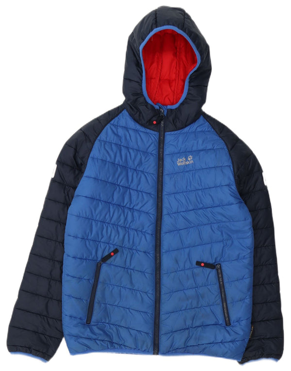 Jack Wolfskin drenge hættepolstret jakke 13-14 år blå polyester