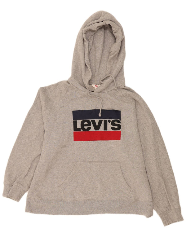 Levi's grafisk oversized hættetrøje til kvinder, UK 18 XL, grå bomuld