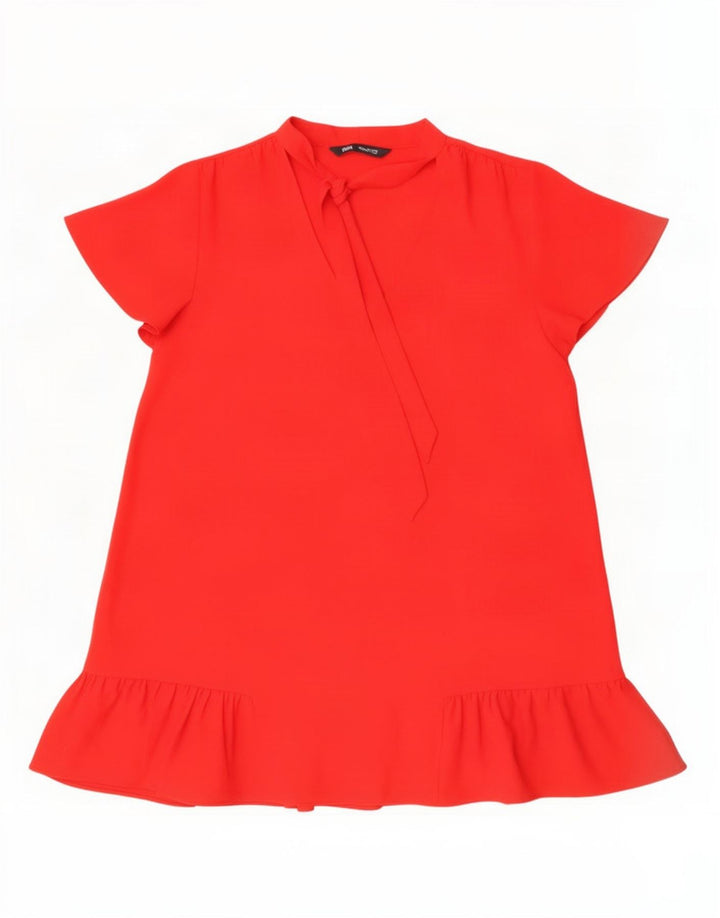 Zara Dame A-Line Kjole UK 16 Stor Rød Polyester