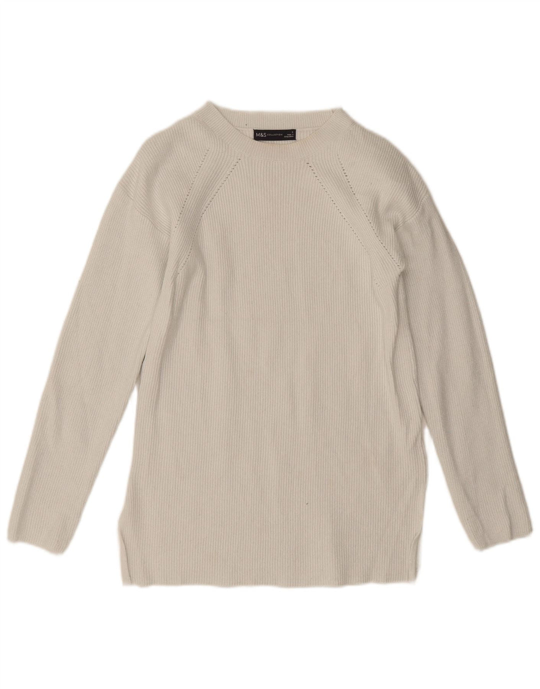 Marks & Spencer Dame Boat Neck Jumper Sweater UK 10 Small White Viscose