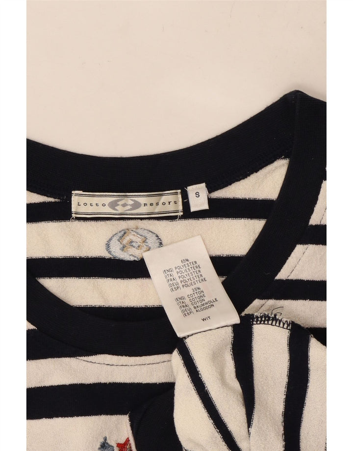 LOTTO Dame Crop Grafisk Vest Tank Top UK 10 Lille hvid stribet bomuld