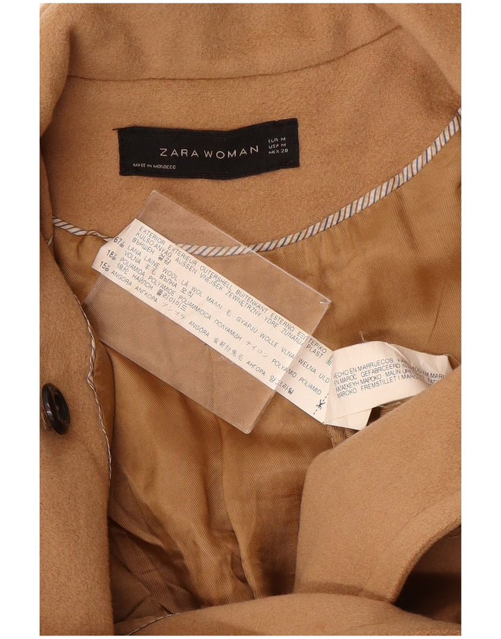 ZARA Dobbeltradet Frakke UK 12 Medium Brun Uld