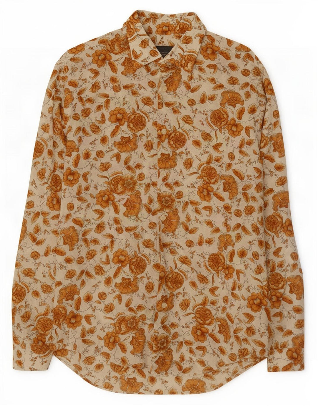 Zara Herreskjorte Stor Beige Blomsterbomuld