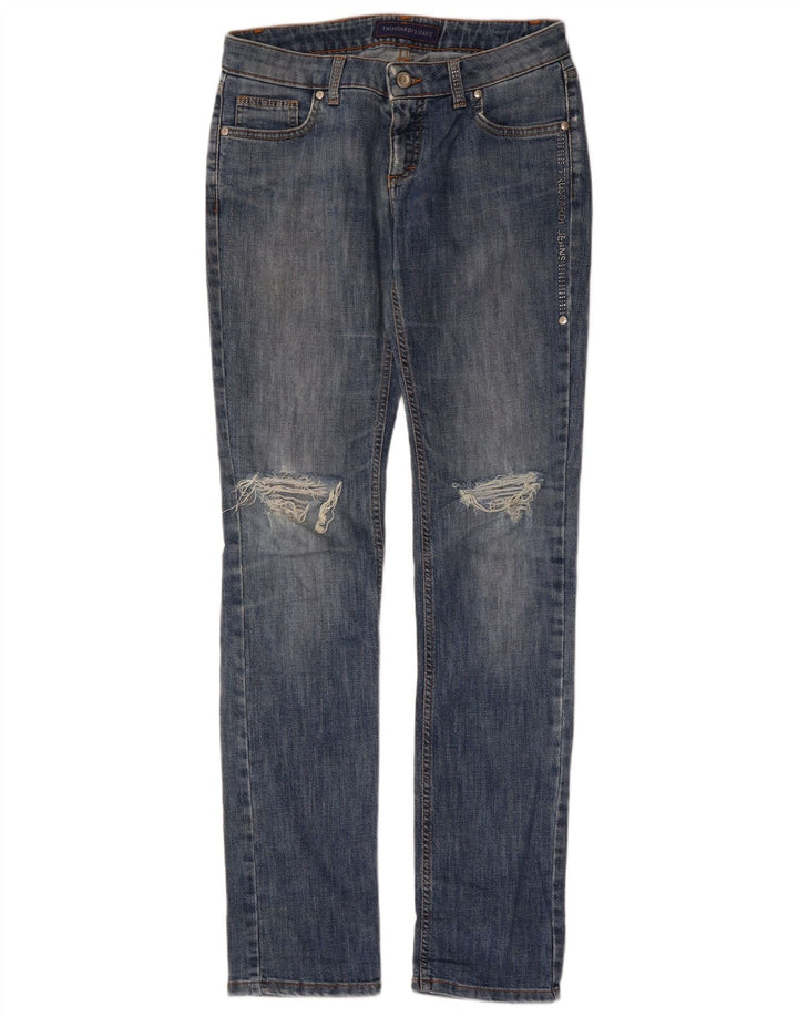 TRUSSARDI Kvinder Distressed Slim Jeans W27 L33 Blå Bomuld