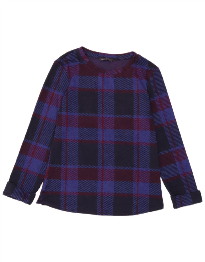 Marks & Spencer Dame Top Langærmet UK 6 XS Navy Blue Ternet polyester