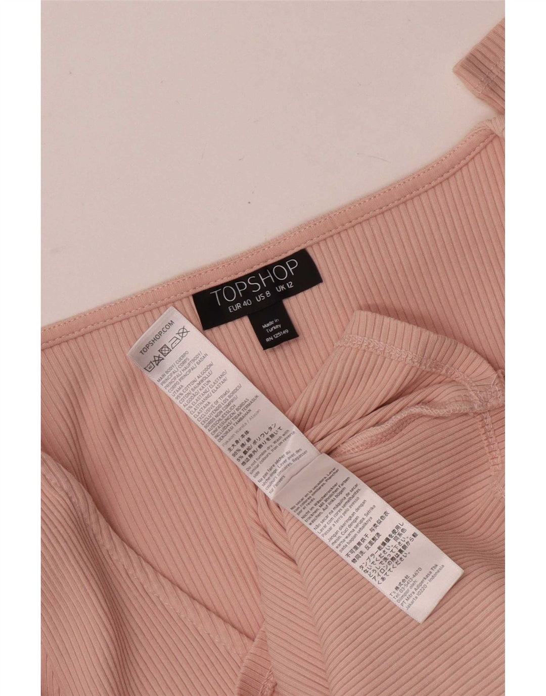 Topshop Dame Crop Top Langærmet UK 12 Medium Pink Bomuld