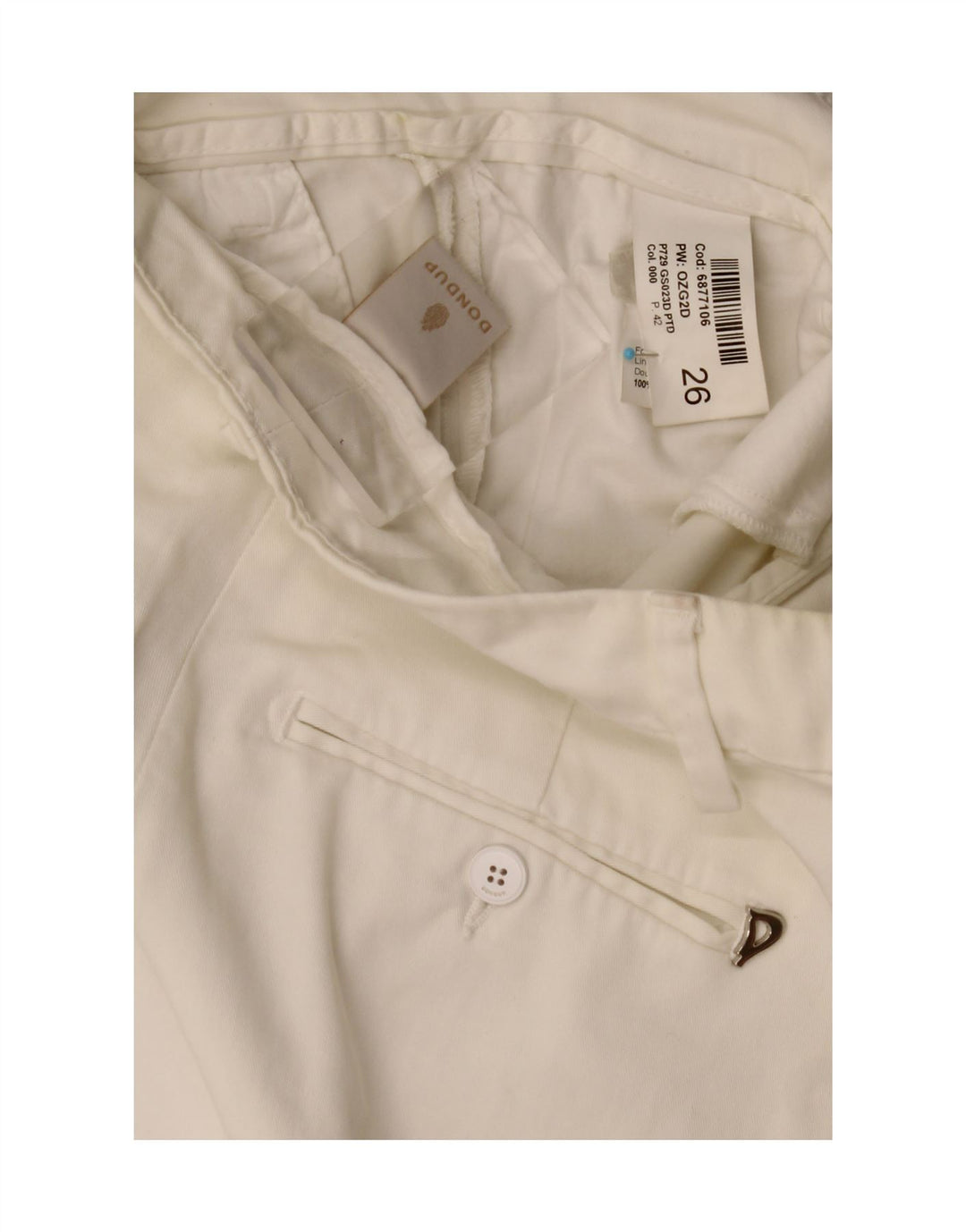 Dondup Dame Slim Chino Bukser W26 L27 Hvid Bomuld