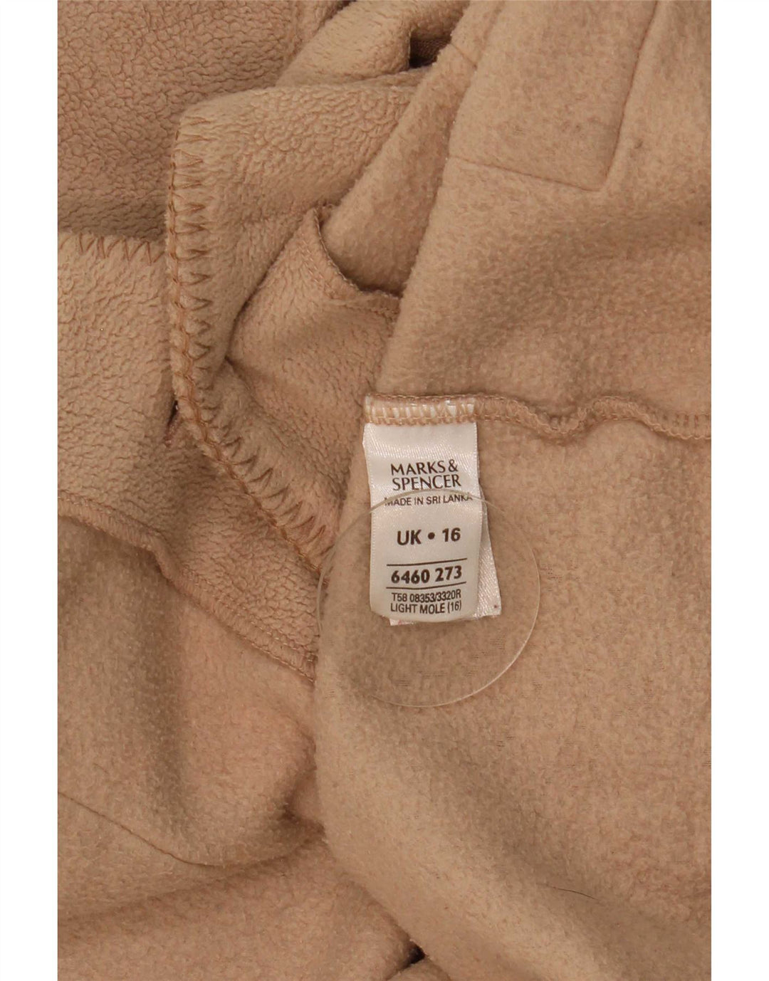 Marks & Spencer Fleecejakke til kvinder UK 16 Stor Beige Polyester