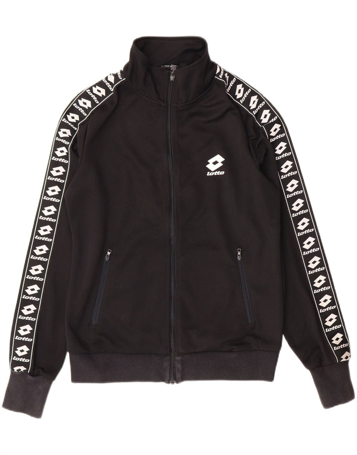LOTTO Womens Graphic Tracksuit Top Jacket UK 10 Small Black Polyester Vintage Lotto and Second-Hand Lotto from Messina Hembry 