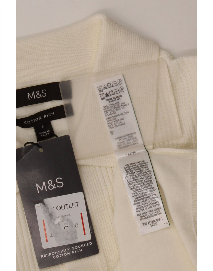 Marks & Spencer Herre Kortærmet Polo Neck Sweater Small Off White