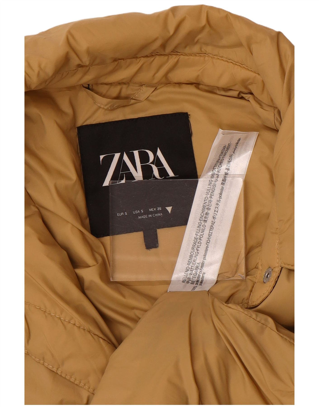 Zara Womens Oversized Polstret Frakke UK 10 Small Beige Polyester