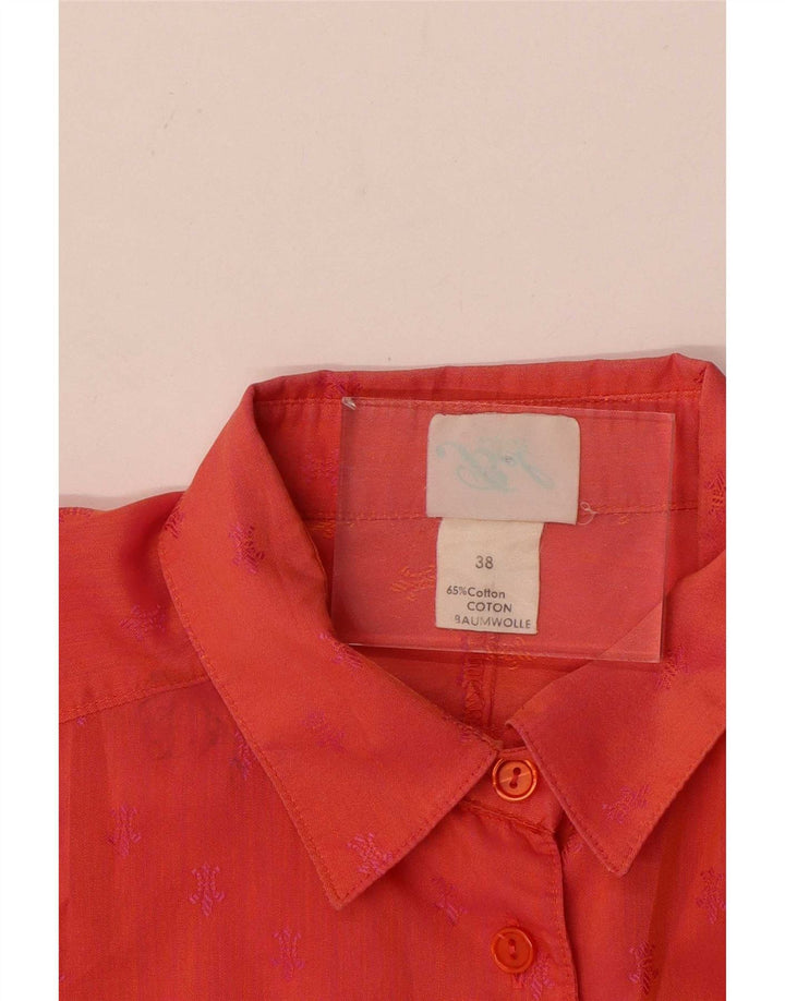 Vintage langærmet skjorte til kvinder EU 38 Medium Rød Flecked Bomuld
