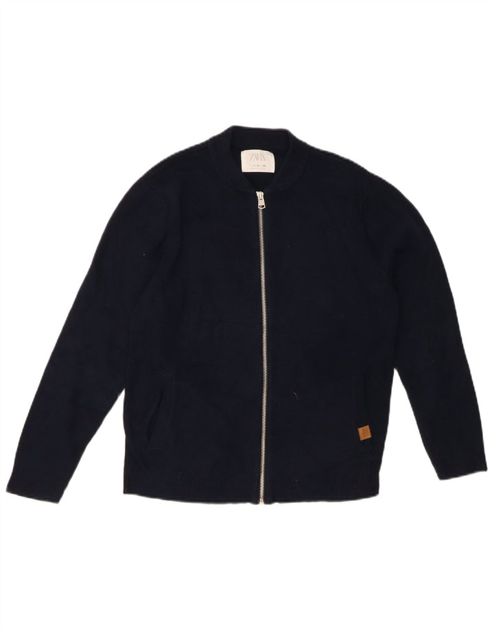 ZARA Boys Cardigan Sweater 11-12 Years Navy Blue Cotton