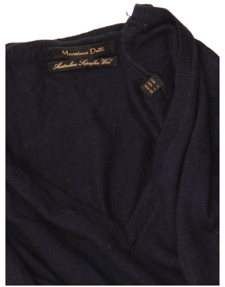 Massimo Dutti Herre V-hals sweater Stor Marineblå