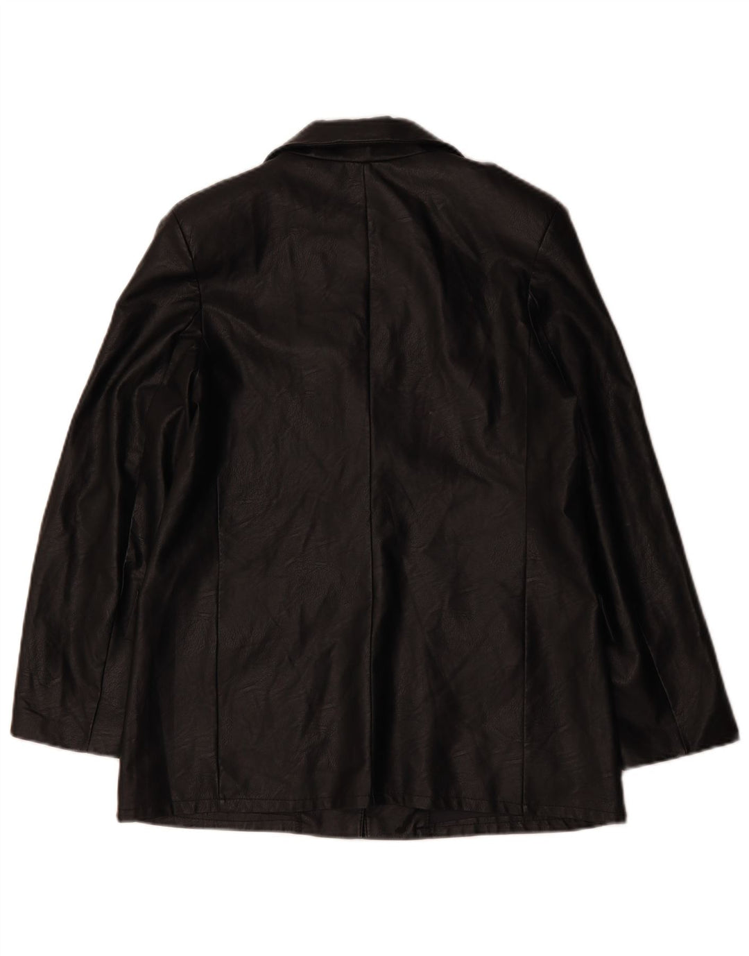 VINTAGE Dame 1 knap imiteret læder blazerjakke UK 12 Medium Sort