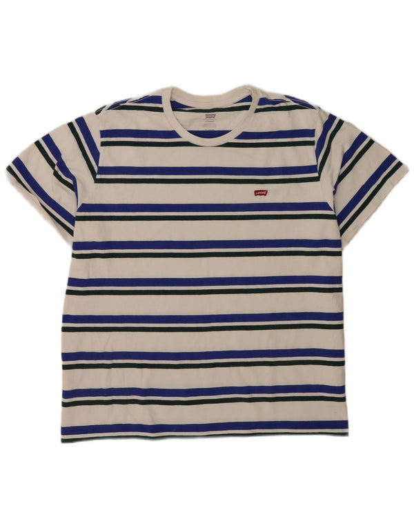 Levi's Herre Standard T-Shirt Top 2XL Hvidstribet bomuld
