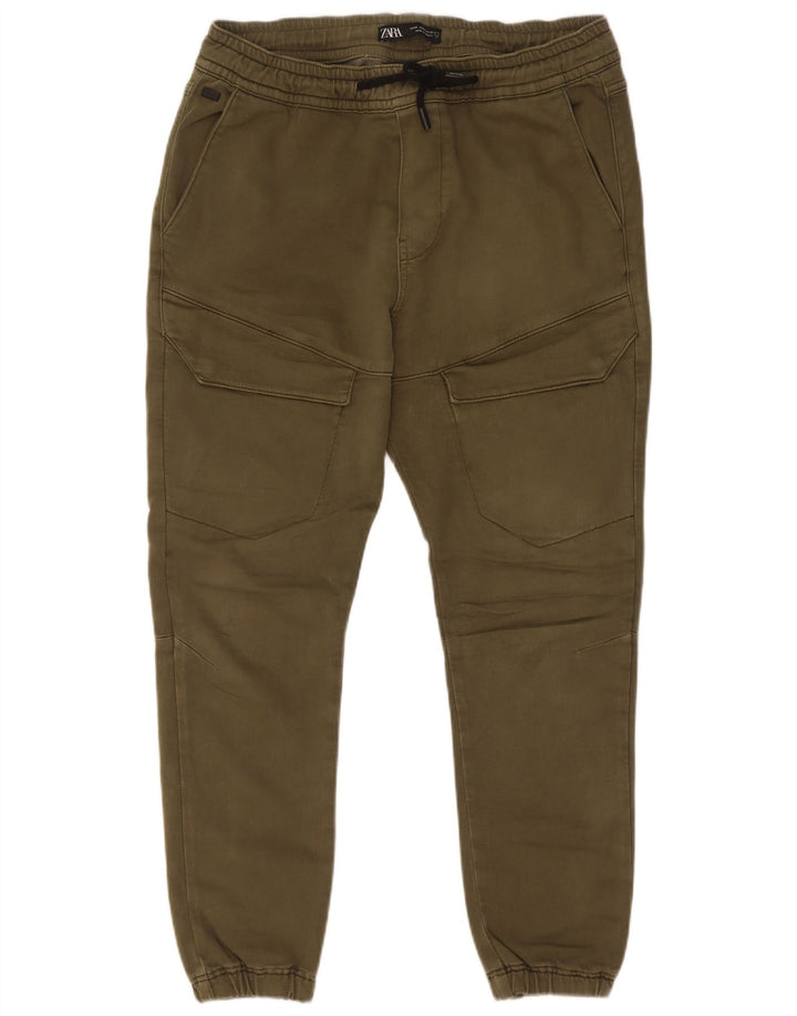 Zara Herre Joggers Cargo Bukser Medium W31 L26 Khaki Bomuld