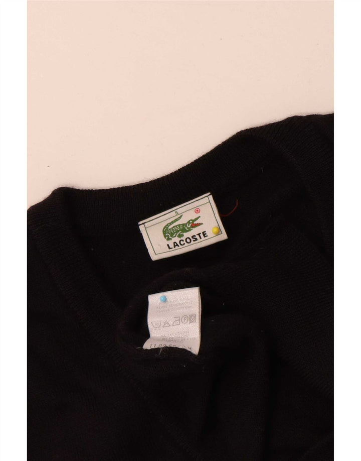 Lacoste Herre V-hals sweater str. 5 Large Sort Ny Uld