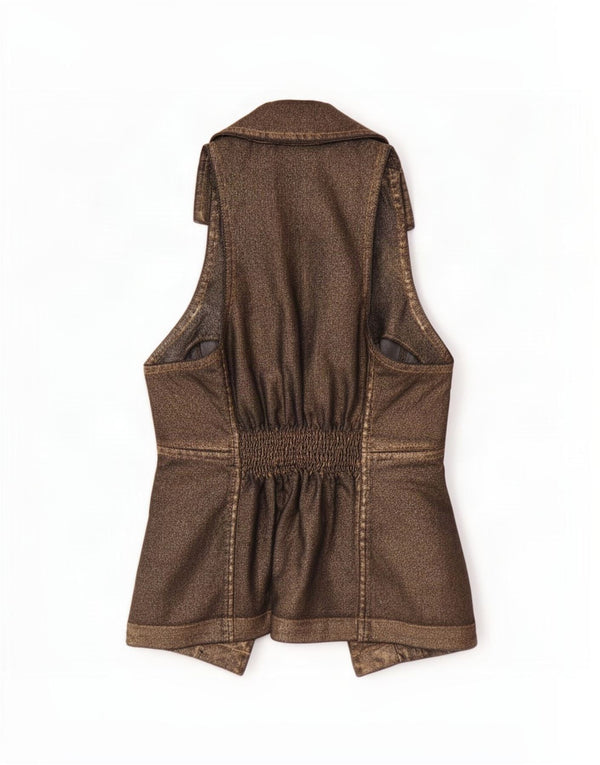 Topshop Dame denim vest UK 8 Small Khaki Cotton