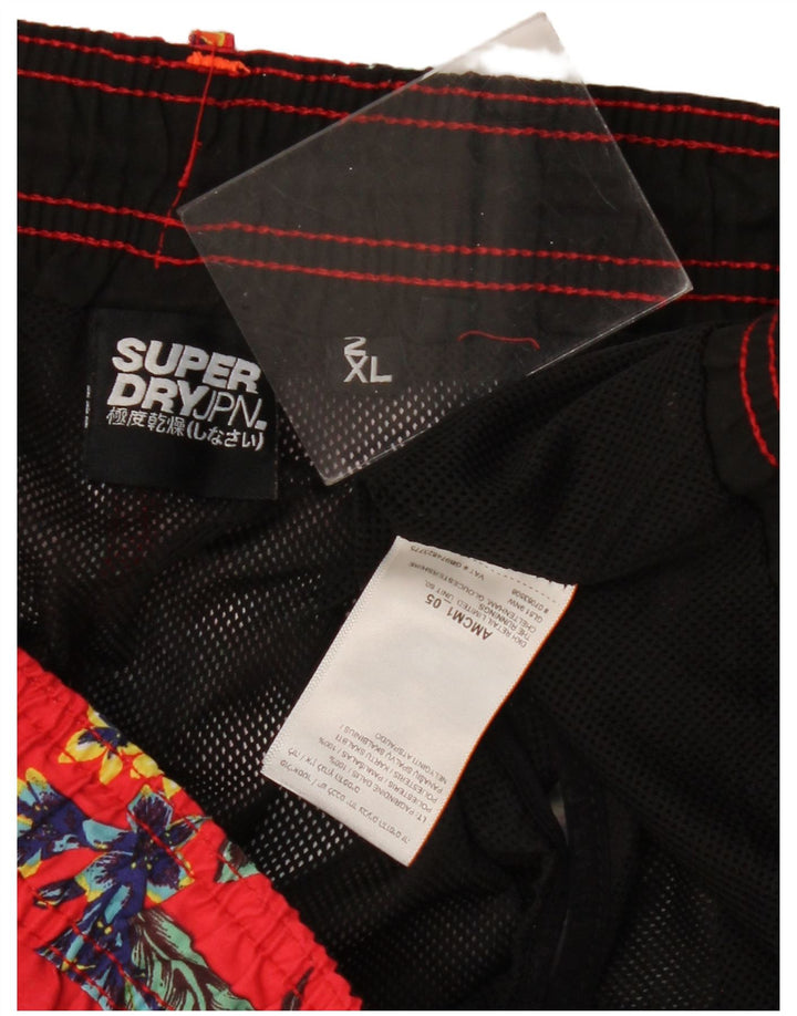 SUPERDRY Badeshorts til mænd 2XL rød blomstret polyester