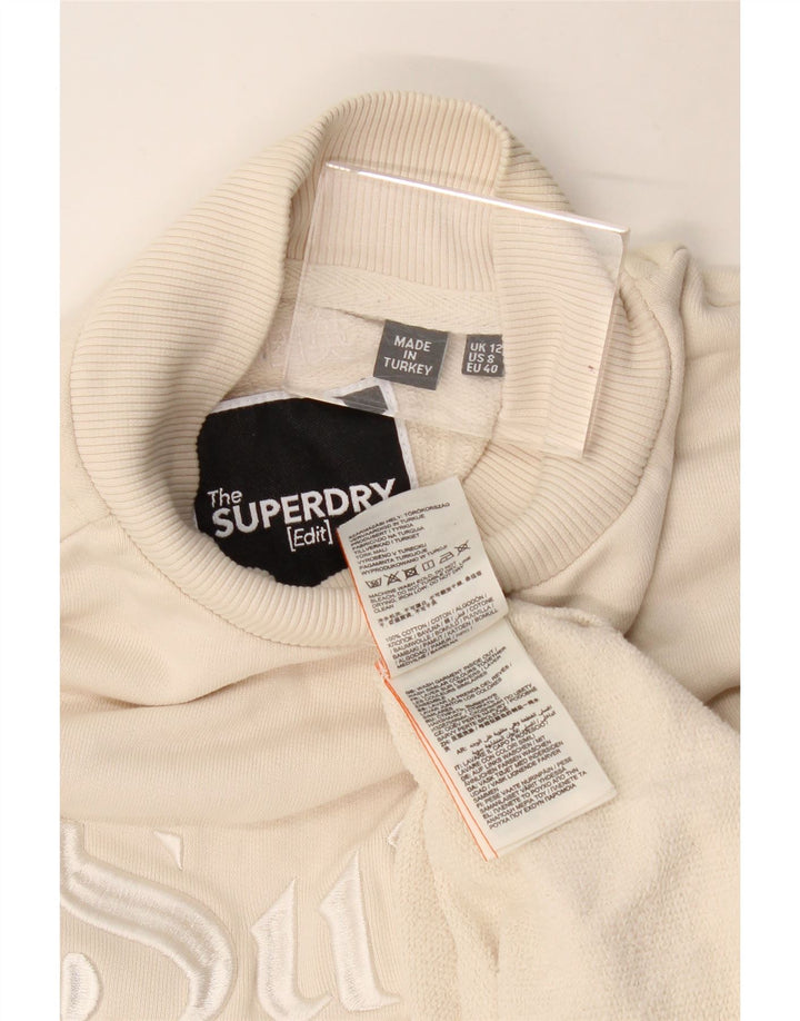 Superdry Womens Grafisk Oversized Sweatshirt Jumper UK 12 Medium Beige