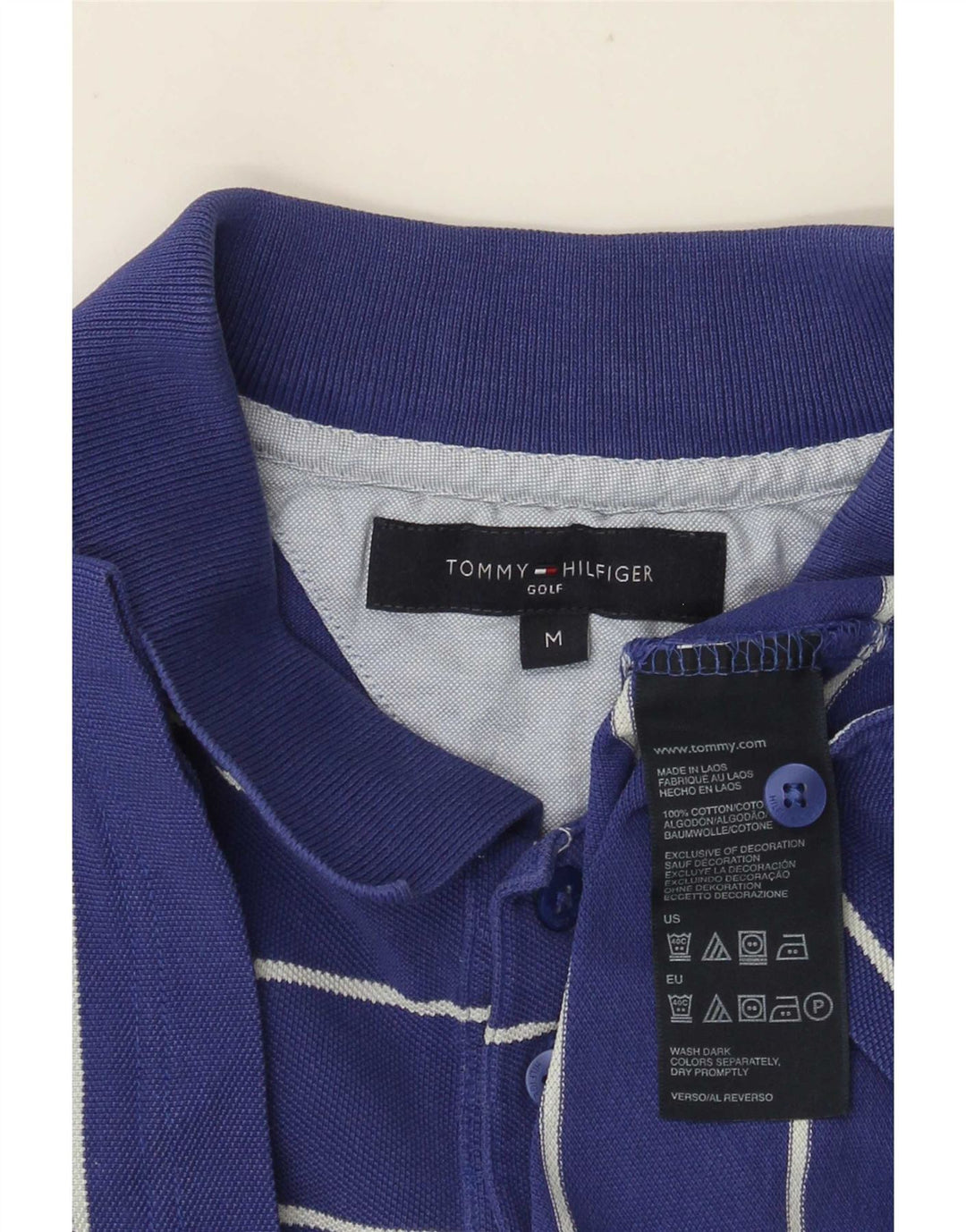Tommy Hilfiger herre poloshirt Medium blå stribet bomuld