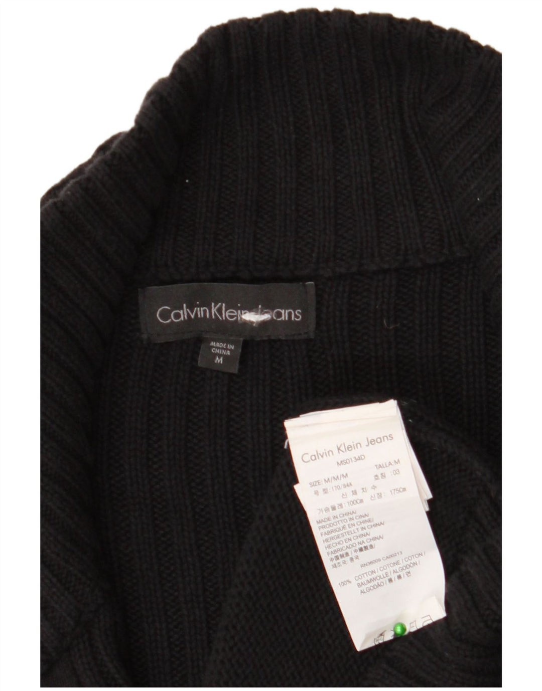 Calvin Klein Jeans Herre Cardigan Sweater Medium Sort Bomuld