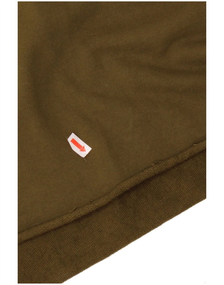 ZARA Womens Crop Oversized Sweatshirt Jumper UK 14 Medium Khaki Cotton