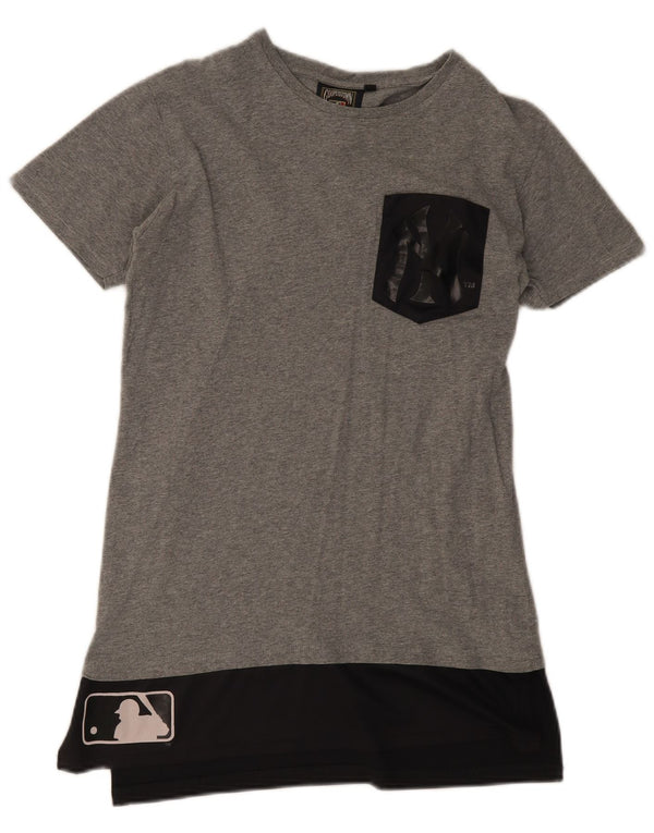 Majestic Womens NBA Grafisk T-Shirt Top UK 10 Small Grey Colourblock Bomuld