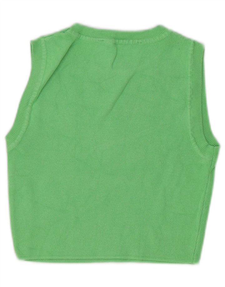 Zara Womens Crop Vest Top UK 10 Small Green Viscose