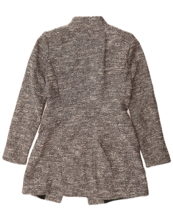 Zara Womens Open Overcoat UK 10 Small Grey Flecked Bomuld