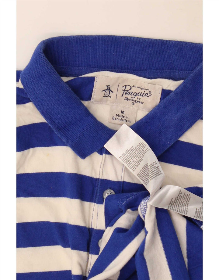 Penguin Herre Regular Fit Polo Shirt Medium Blå Stribet Bomuld