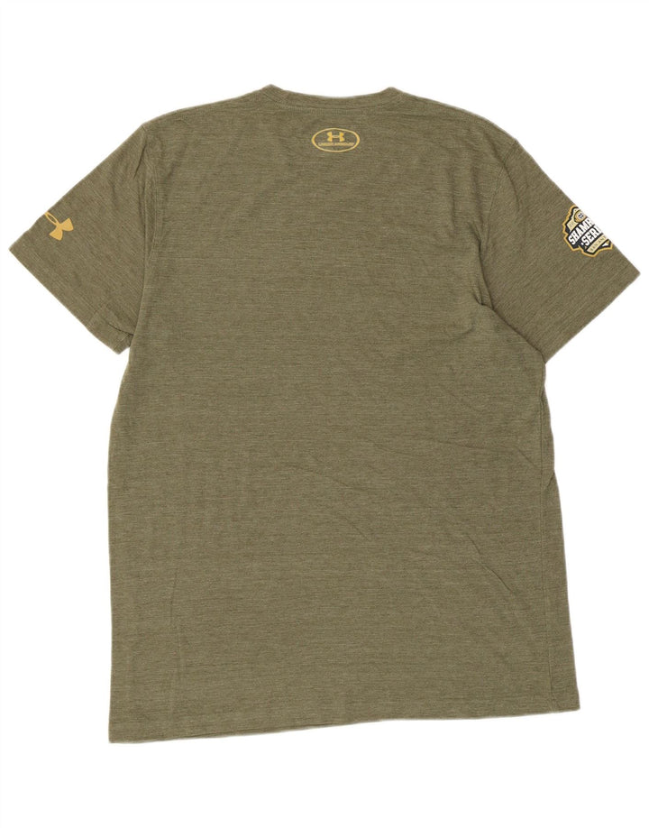 UNDER ARMOR Herre Heat Gear Grafisk T-Shirt Top Medium Khaki