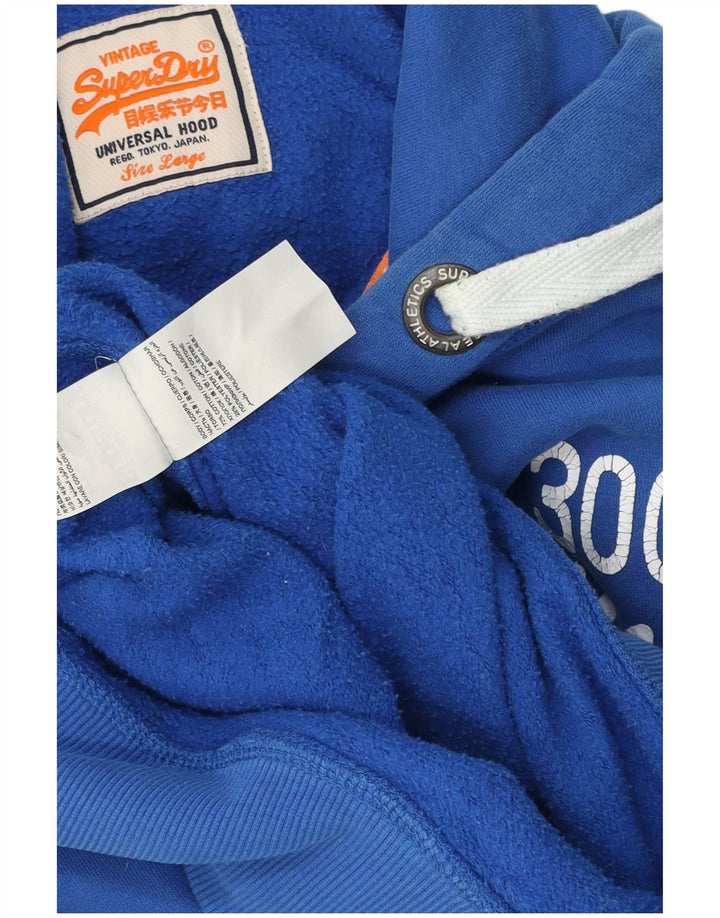 Superdry Grafisk hættetrøje til mænd, stor blå bomuld