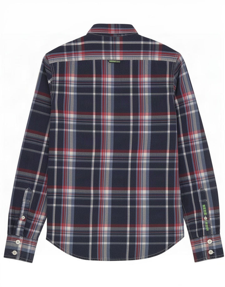 Superdry herreskjorte XL marineblå ternet bomuld