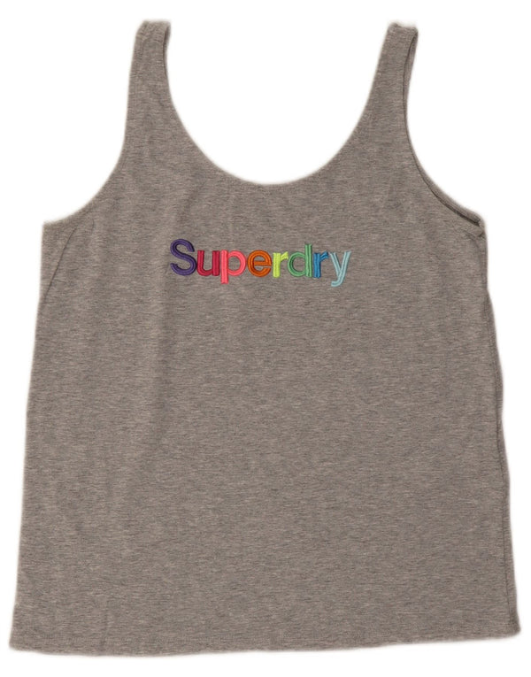 Superdry Womens Grafisk Vest Top UK 8 Small Grey Bomuld