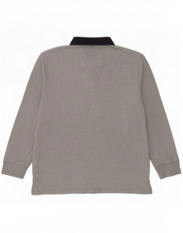 Crew Clothing Langærmet herre poloshirt 3XL Grå Colourblock Cotton