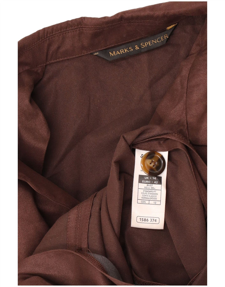 Marks & Spencer Dame 3-knaps blazerjakke UK 14 Stor brun polyester