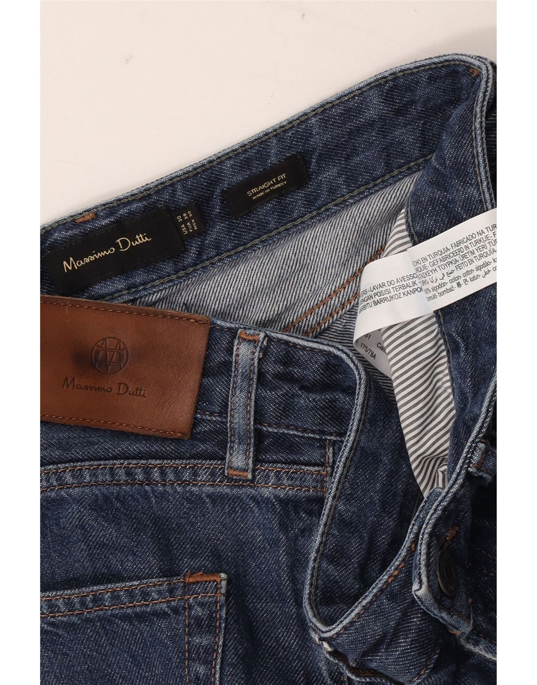 MASSIMO DUTTI Straight Jeans til mænd EU 38 Small W30 L30 Blue Cotton
