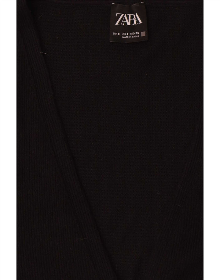 Zara Womens Longline Cardigan Sweater UK 10 Small Black Polyester