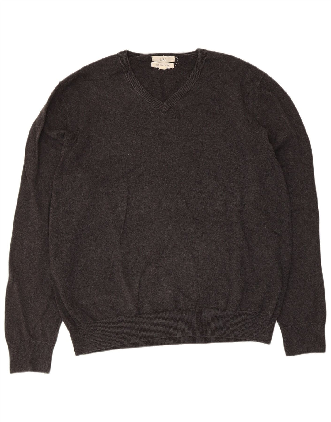 Marks & Spencer Herre V-hals sweater XL Grå Bomuld