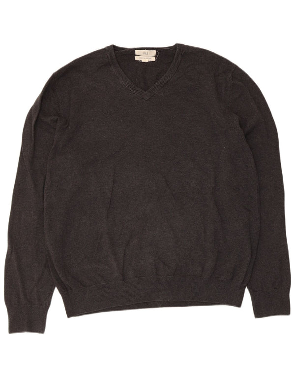 Marks & Spencer Herre V-hals sweater XL Grå Bomuld