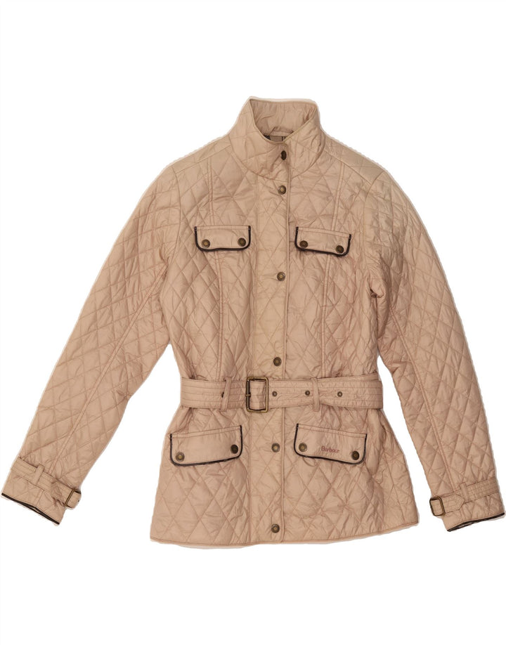 BARBOUR Womens Quilted Jacket UK 10 Small Beige Polyamide Vintage Barbour and Second-Hand Barbour from Messina Hembry 