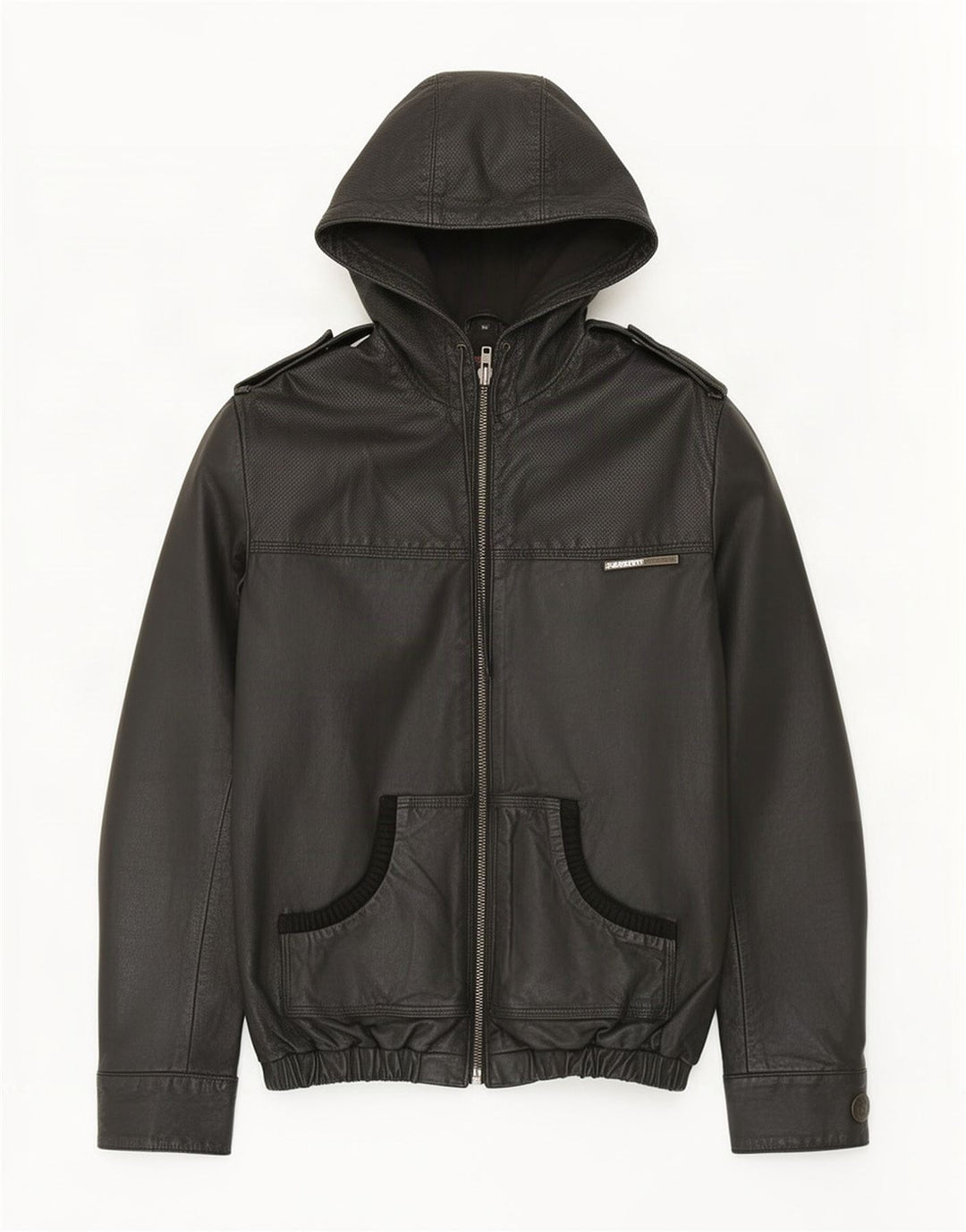Superdry Herre Military Hooded Læderjakke UK 38 Medium Black