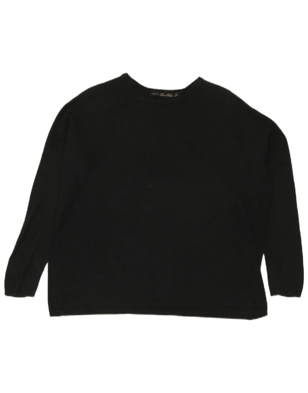Zara Dame Oversized Boat Neck Jumper Sweater UK 14 Medium Black
