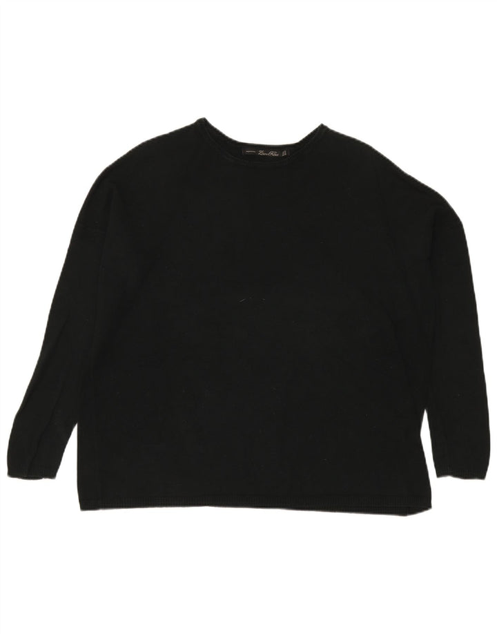 Zara Dame Oversized Boat Neck Jumper Sweater UK 14 Medium Black
