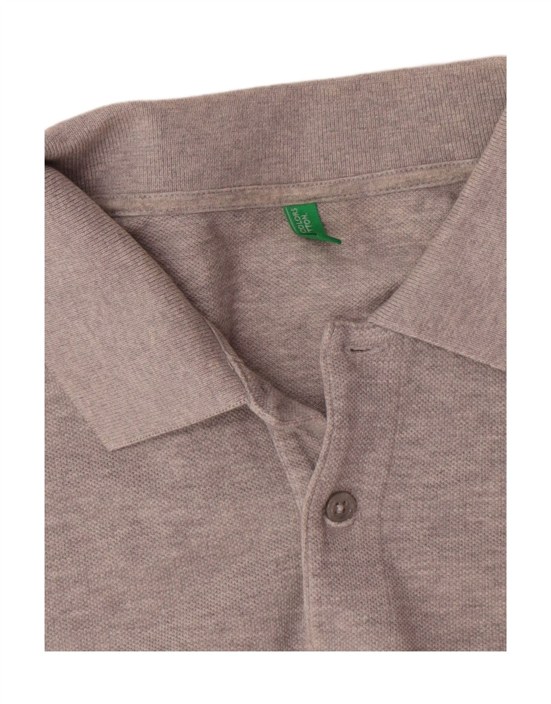 Benetton herre poloshirt mellemgrå flækket