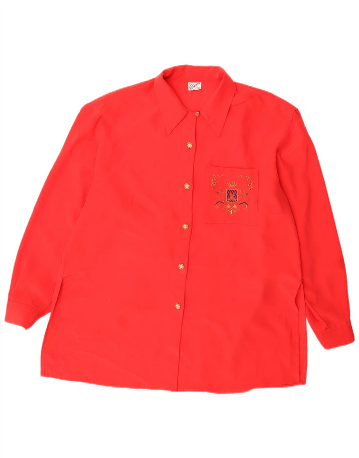 PRIMAVERA FIRENZE Womens Shirt Blouse UK 18 XL Red Polyester