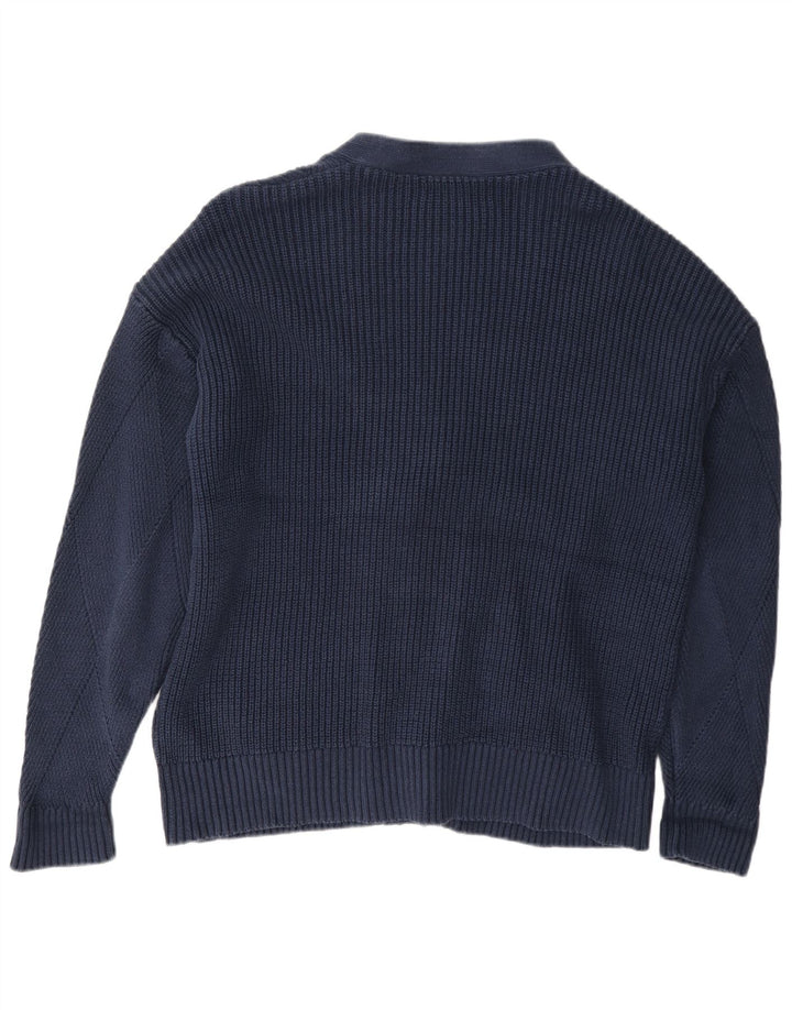 Marks & Spencer Dame Cardigan Sweater UK 16 Large Navy Blue Cotton